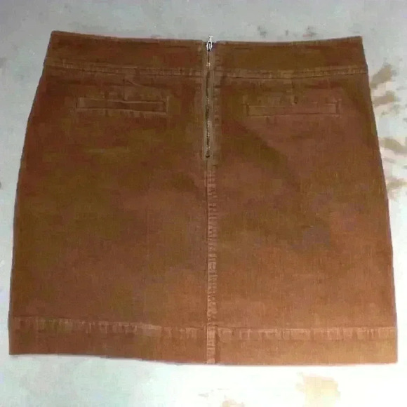 LOFT Brown Corduroy Zip Up Mini Pencil Skirt Boho Western Cowgirl Women Size 8 - Picture 8 of 9